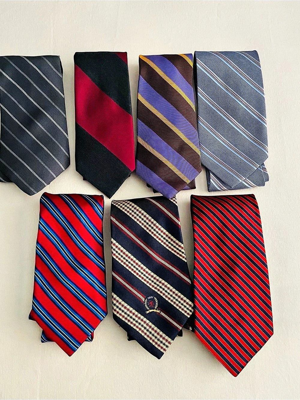 Assorted Brands Men's Striped Tie Set of 7 Multicolor silk ties / Pre-Owned